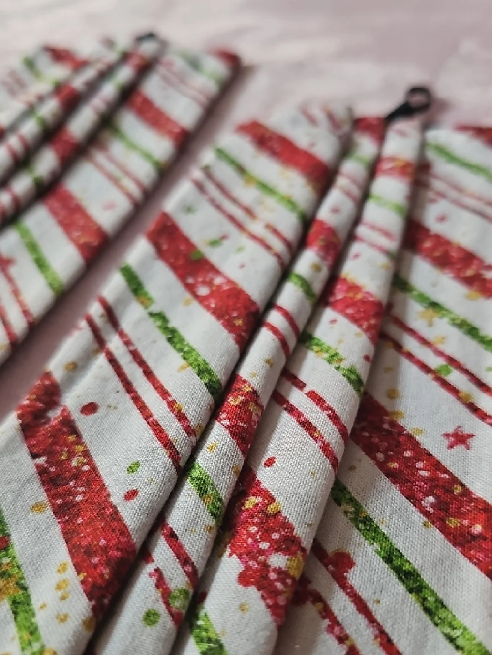 Festive Red & Green Striped Face Masks (2-Pack)